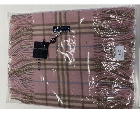 A new with tags Burberry 100% lambs wool pink long scarf with double tassels 150 x 37cm 