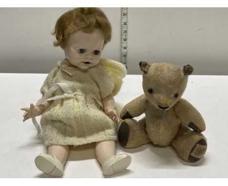 A vintage Pedigree doll and a Chad Valley teddy bear 