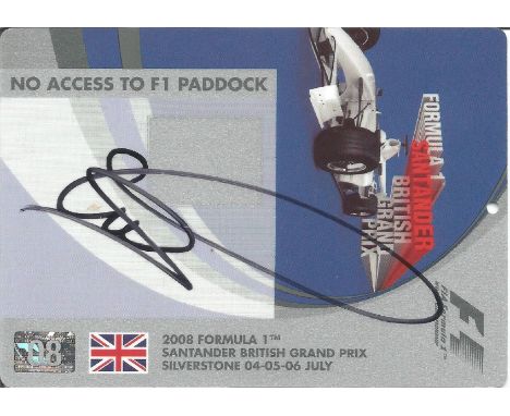 Motor Racing, Lewis Hamilton signed Formula 1 pass for British Grand Prix 2008- Hamiltons first British Grand Prix victory. S