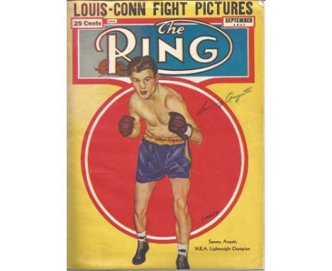 Boxing Sammy Angott signed vintage 1941 The Ring Magazine cover. Sammy Angott (January 17, 1915 - October 22, 1980) was born 