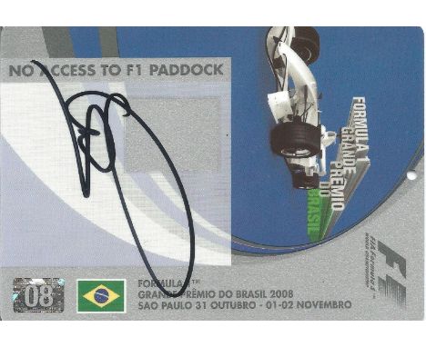 Motor racing, Lewis Hamilton signed Formula 1 pass for Brazilian Grand Prix 2008, the venue of Hamiltons first World Champion