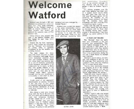 Football Elton John signed Nottingham Forest v Watford League Cup Semi Final First Leg Vintage Programme 17th Jan 1979 signat