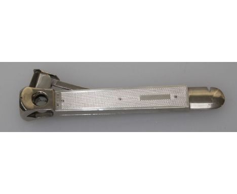 Stephen J Rose, a silver cigar cutter with engine turned decoration to handle. 15cm, Birmingham 1973