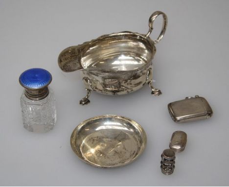 A silver small vinagrette with silver gilt interior, Birmingham c1830, Joseph Wilmore, width 2.5cm, a Victorian silver vesta 