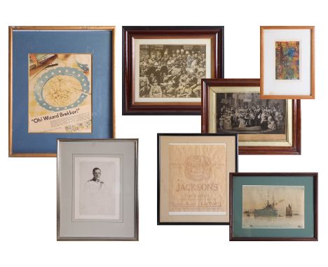 Collection of various prints and pictures including photographs, portrait of the Royal Family etc.
