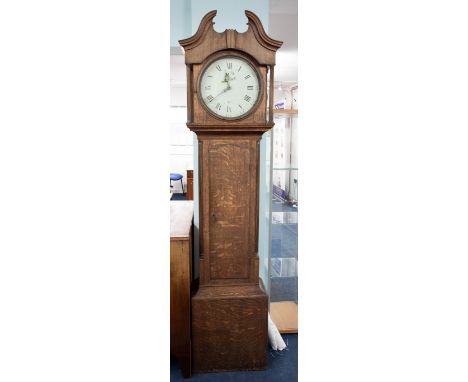 A 19th century longcase clock, round painted dial (for restoration).