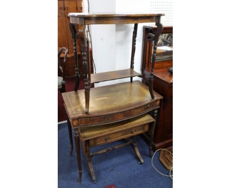 Reproduction mahogany side table, Edwardian inlaid table and a Sofa coffee table (3).