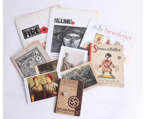 A German Third Reich pocket Taschen atlas together with an enamel Swastika badge also various memorabilia including a Nazi st