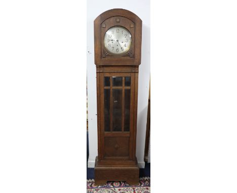 A 1930's oak longcase clock, with chiming movement.