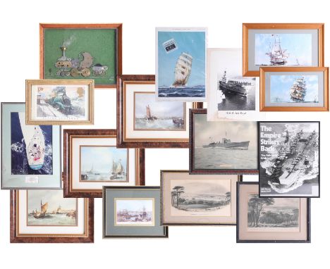 Collection of Naval pictures, Marine pictures together with a print of 'The Empire Strikes Back' The Falkland Crisis, HMS Ste