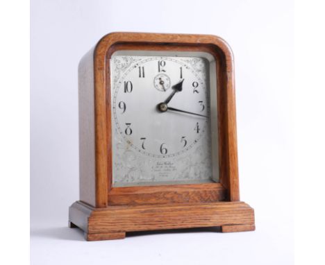 An oak cased bracket clock, the silvered dial signed John Walker (H.M. King, 1 South Molton, London, No. 20307), with recesse