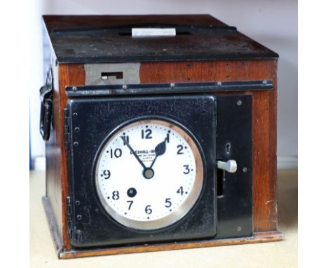A Gledhill dockyard clocking in machine, last clocking in ticket dated 5/4/1991.