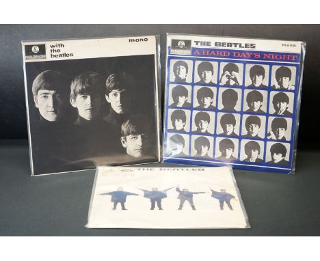 Vinyl - 3 The Beatles LP's to include With The Beatles (PMC 1206) second pressing with Recording First Published and Dominion