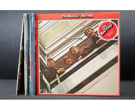 Vinyl - 9 LP's to include The Beatles 1962-66 and 1967-70 red and blue vinyl versions, stickers intact and clean sleeves with