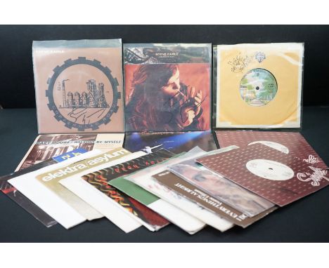 Vinyl &amp; Autographs - 18 7" singles mainly signed by the main artist, some signed by band members including Steve Earle, V