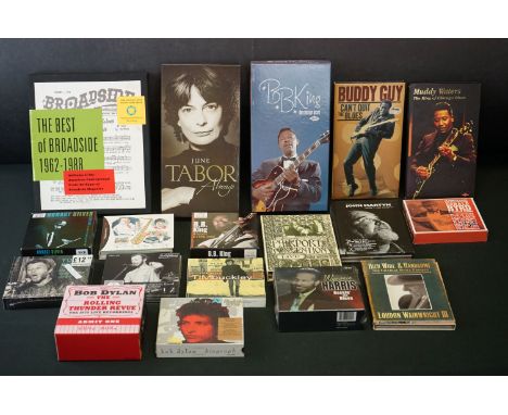 CD's - Group of 18 blues / folk related box sets, to include Bob Dylan, B B King, Loudon Wainwright III, Fairport Convention,