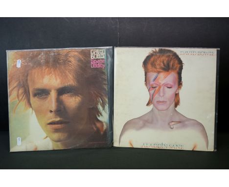 Vinyl - 2 David Bowie LP's to include Space Oddity (LSP 4813) orange RCA label, Victor to right, lyric inner, -1E &amp; -1E, 