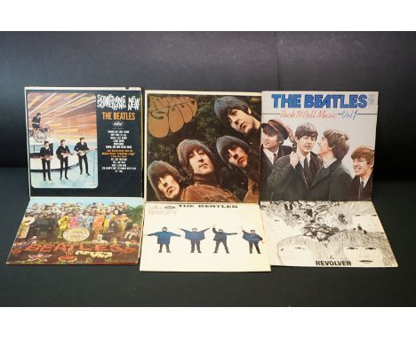 Vinyl - 6 The Beatles LP's to include Rubber Soul (US press on Capitol T 2442), Revolver (PMC 7009), Help (PMC 1255), Sgt Pep