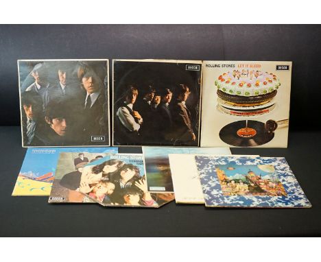 Vinyl - The Rolling Stones 9 LP's to include self titled (LK 4605), No.2 (LK 4661), Let It Bleed (SKL 5025), Their Satanic Ma