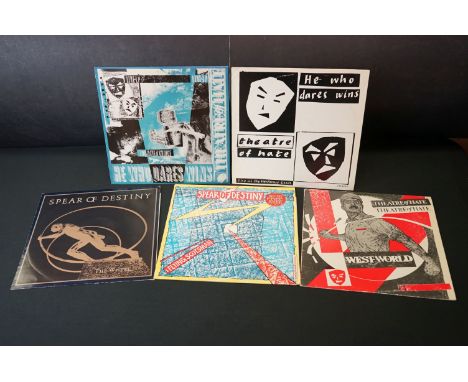 Vinyl - Three Theatre of Hate LPs to include He Who Dares Wins Live at The Warehouse Leeds SSSSS1P white label, 1/2 on labels