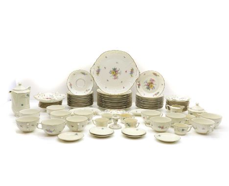 A Rosenthal 'Sanssouci' pattern dinner service comprising twelve dinner plates, 22.5cm diameter, twelve side plates, 17.5cm d