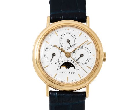 EBERHARD & CO. Les Quantiemes Vollkalender Herrenuhr. Vergoldet. Mechanisches Automatik-Werk ETA Kal. 2892-2 mit guten Gangwe