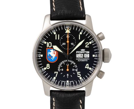 FORTIS Flieger Chronograph limitierte Edition "Jagdgeschwader 72" Ref. 597.10.11 JG L Herrenuhr. Edelstahl. Mechanisches Auto