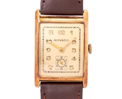 VINTAGE Herrenuhr sign. "MOVADO". 14K Gelbgold, Gehäuse unsign., mit Gravur "Ehrenpreis des Preuß. Ministers des Innern.". Me