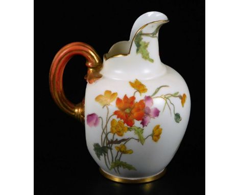 A Royal Worcester blush ivory jug, shape code 1094, puce factory mark, 1892, 14cm high.