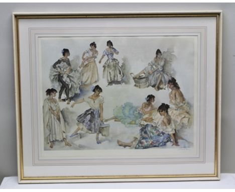 AFTER SIR WILLIAM RUSSELL FLINT (1880-1969) "Variations on a theme", a colour print, bears studio blind stamp and signed in p