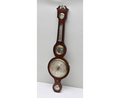 L. MONASTERI - DARLINGTON A LATE VICTORIAN ROSEWOOD BANJO BAROMETER having mercurial column action and later spirit thermomet