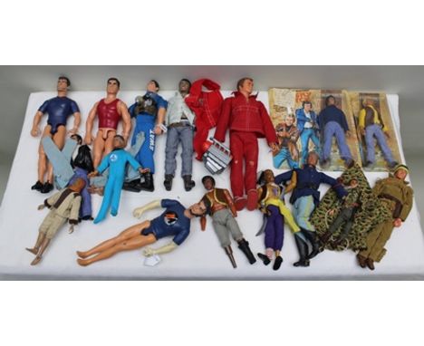 A COLLECTION OF ACTION MEN, Six Million Dollar Man with engine and spare jacket, circa 1970's, Lone Ranger and Tonto circa 19