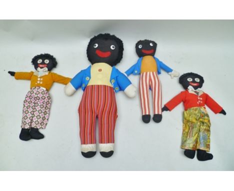 A CHAD VALLEY "GOLLY", 70cm high, and THREE OTHER SOFT BODIED "GOLLIES", each 53cm high (4) 