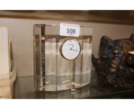 An Orrefors clear glass mantel clock
