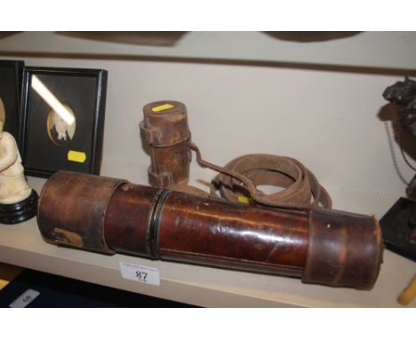 A leather mounted telescope by R &amp; J Beck of London dated 1915, with military stamp