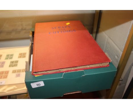 A box containing various post-cards, a scrap album etc.