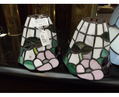 Pair of leaded glass lamp shades