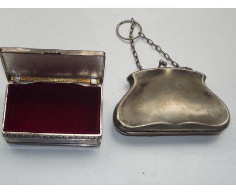 Silver plated purse with a plated trinket box