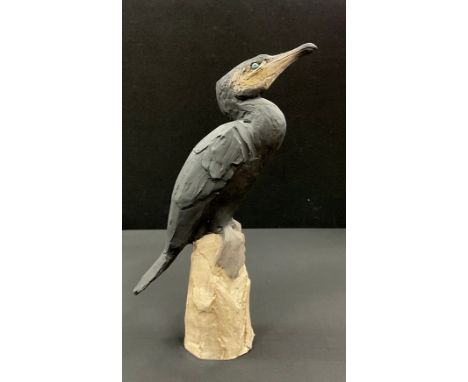 Nichola Theakston&nbsp;(British, contemporary) Cormorant signed, ceramic sculpture, number 6/12, 36cm high.