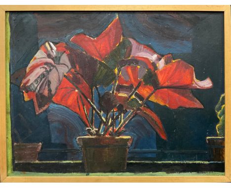 Manner of Graham Sutherland Red Begonia oil on board, 59cm x 76cm.