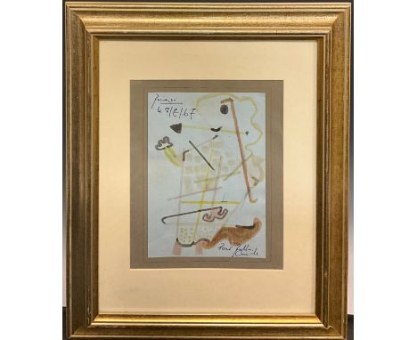 After Picasso An abstract sketch,watercolour, bearing signature, dated ‘67, 21cm x 14.5cm.