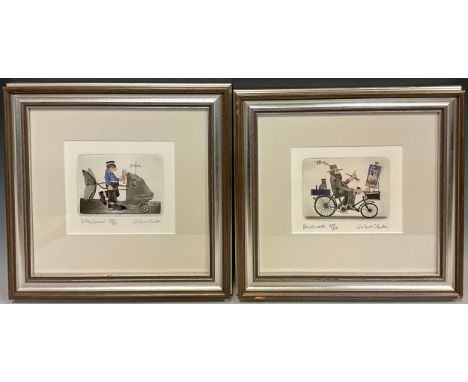 Graham Clarke (b.1941) a pair, Jolly Sailor 205/300, 12cm x 14cm;  Brushwork, 250/300, 11cm x 14cm, both etchings in colours,