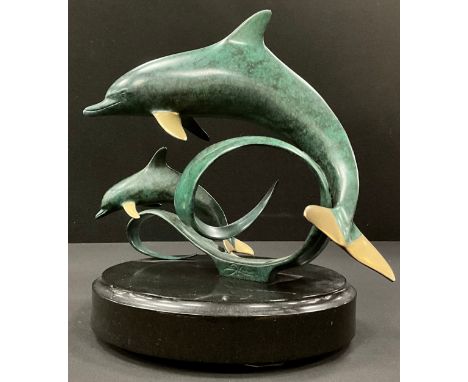 Scott Hanson (American, contemporary)  Harmony, deep sea green Bronze sculpture, limited edition number 194/450, 28cm high x 