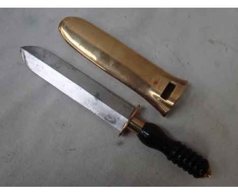 A mid-20th century Divers Knife by Siebe Gorman, double edged blade 19.5cm, long signed Siebe Gorman, ribbed composite grip, 