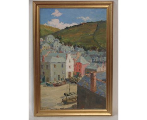 Hampden A Minton (20th century) Newlyn School, Port Isaac North Cornwall, oil on board, signed H.A Minton, 45cm x 29cm