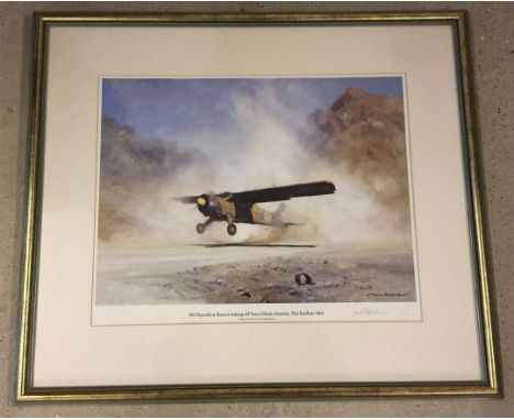 David Shepherd military aircraft Ltd Edition signed print - 653 Squadron Beaver taking off from Dhala Airstrip, The Radfan 19