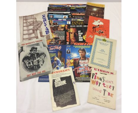 6 vintage Theatre programmes together with a collection of video film sleeves to include 'Teenwolf' and 'Speed'.