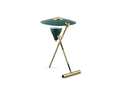 LAMP A brass and enamel desk lamp, Italy c.1980. 38cm (h)