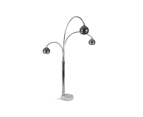 GOFFREDO REGGIANIA chrome floor lamp by Goffredo Reggiani, with three adjustable arms on a marble base, Italy c.1970. 210cm (