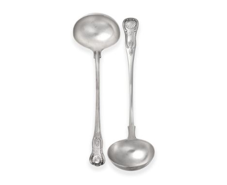 A Victorian Scottish Silver Single Struck King's Pattern Soup Ladle, James & Walter Marshall, Edinburgh 1855, initialled; and